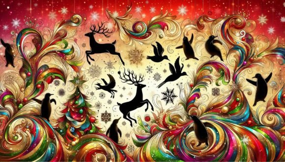 Christmas Animals in Motion: Dynamic Illustrations