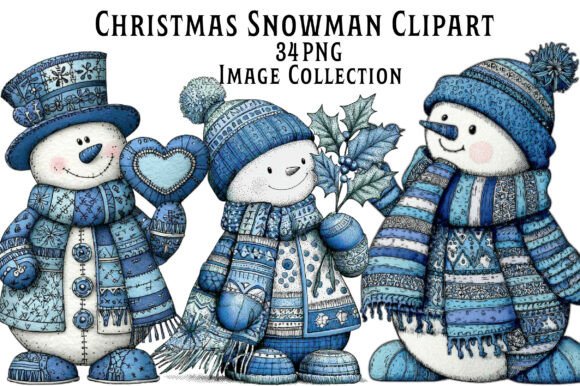 Christmas Blue Snowman Clipart & Illustrations Review