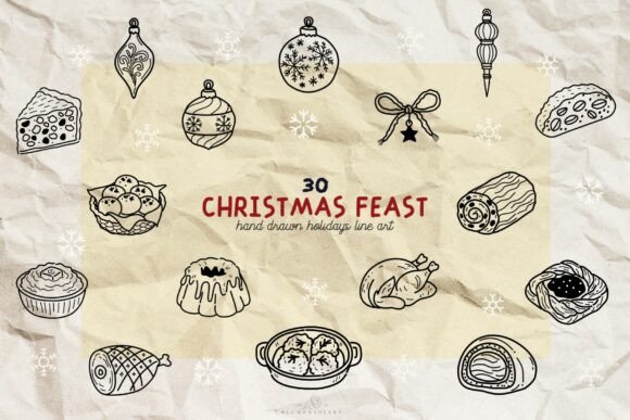 Christmas Feast Line Art Clipart: Elevating Illustrations