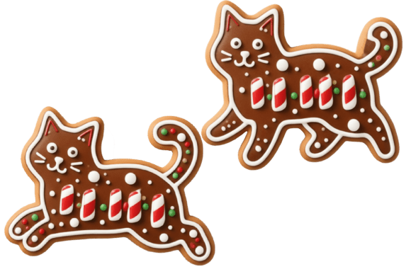 Christmas Gingerbread Brown Cat Cookies Illustrations Review