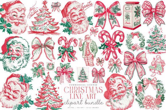 Christmas Line Art Png Bundle: Illustrations for Crafters