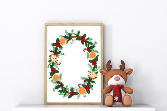 Christmas Oval Frame Festive New Year s Illustrations