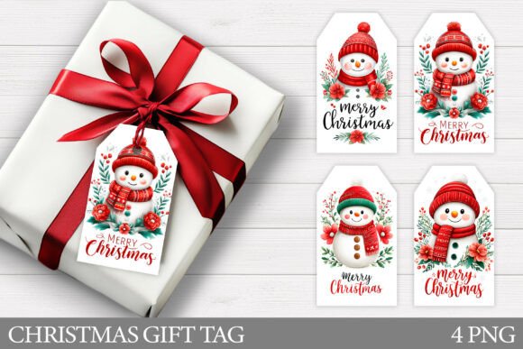 Christmas Snowman Gift Tag Design: Festive Illustrations