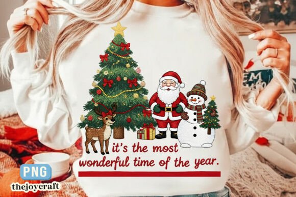 Crochet Retro Christmas PNG: Santa Snow Illustrations
