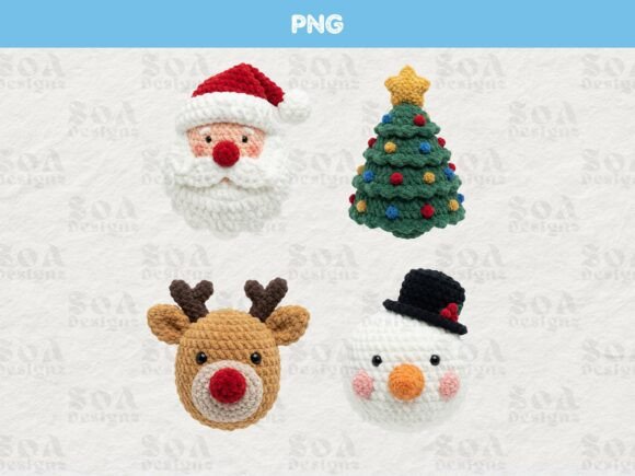 Crochet Santa PNG Bundle: Illustrations for Design