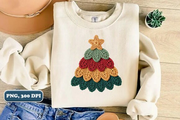 Crochet Yarn Christmas Tree PNG 2: Illustrations for Branding