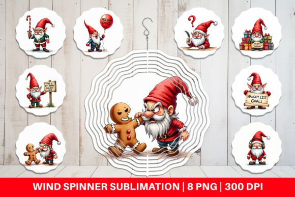 Cynical Christmas Gnome Wind Spinner Illustrations