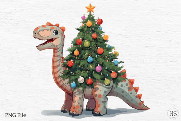 Dino Christmas Tree PNG: Festive Illustrations
