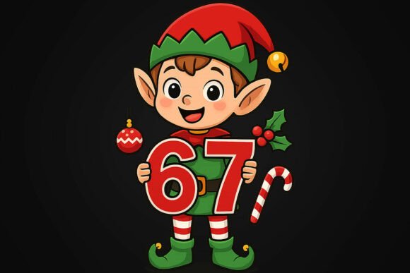 Elf Boy 67 Christmas Six Seven PNG Illustrations