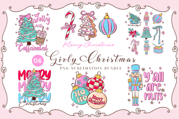 Girly Christmas PNG Bundle: Festive Illustrations