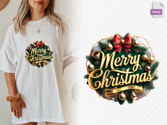 Golden Merry Christmas Text Png for Illustrations