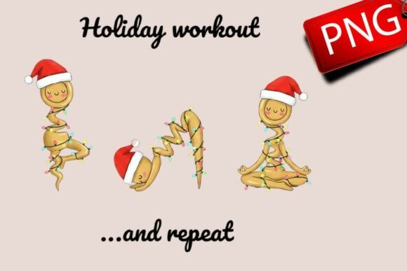 Holiday Workout Funny Wine Christmas PNG: Festive Illustrations