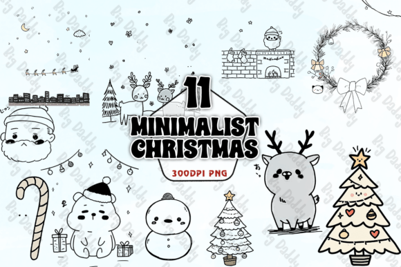 Minimalist Christmas Clipart PNG: Illustrations