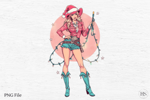 Pink Cowgirl Christmas Illustrations Review