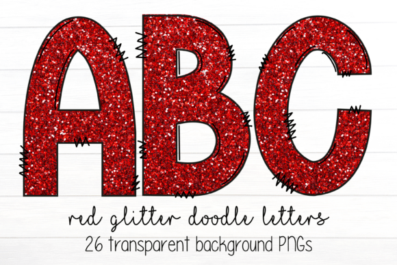 Red Glitter Christmas Doodle Font PNG Review