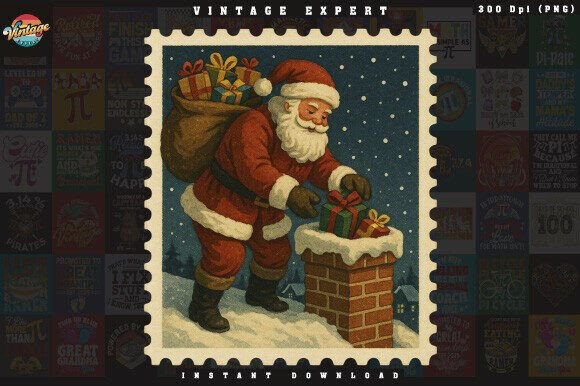Retro Christmas Mail Santa Clipart PNG Review