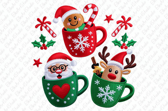 Review: Christmas Mugs Png, Faux Yarn Png, Santa Illustrations