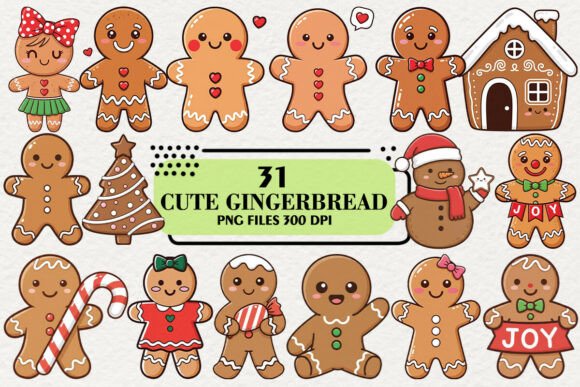 Review: Kawaii Christmas Gingerbread Clipart for Embroidery