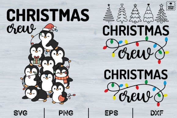 Reviewing Christmas Crew, Penguin Tree Svg Illustrations