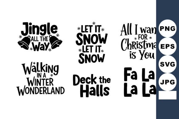 Reviewing Christmas Holiday Phrases Vector Set Illustrations