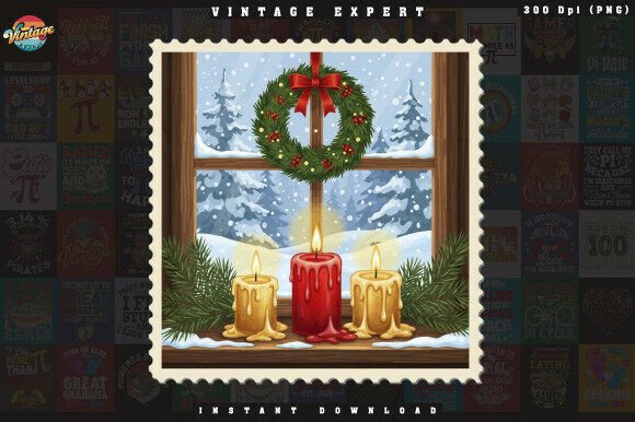 Reviewing Watercolor Christmas Stamp Candles PNG