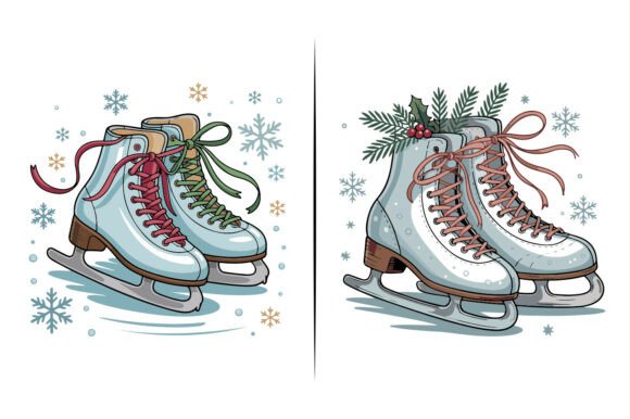 Skating Boots Christmas Clipart: Festive Illustrations
