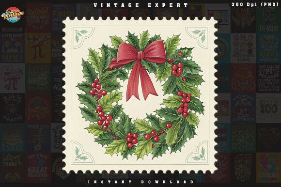 Watercolor Wreath Christmas Postage PNG Review